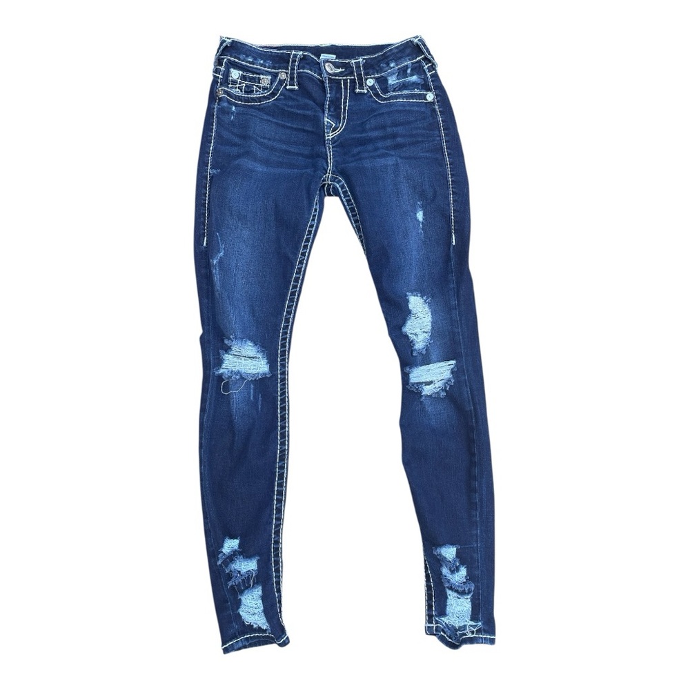 True Religion Super Skinny Big T Destructed Jeans